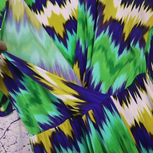 BRIGHT BRUSHSTROKES DRESS 4 Calvin Klein Mardi Gras Office Party Wrap Surplice - Picture 6 of 14
